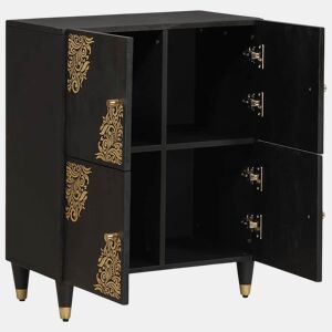 Bufete - Móvei de apoio com porta Preto 60 x 33 x 75 cm Madeira de manga maciça pt4799