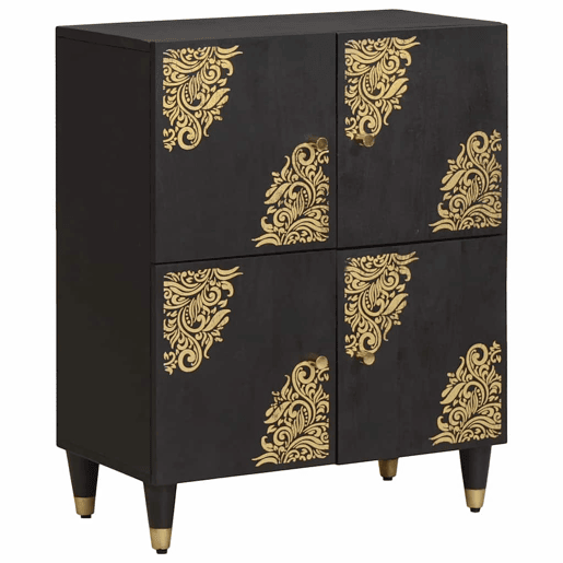 Bufete - Móvei de apoio com porta Preto 60 x 33 x 75 cm Madeira de manga maciça pt4799