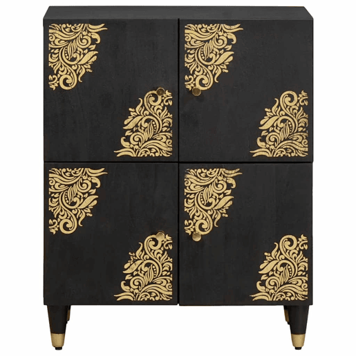 Bufete - Móvei de apoio com porta Preto 60 x 33 x 75 cm Madeira de manga maciça pt4799