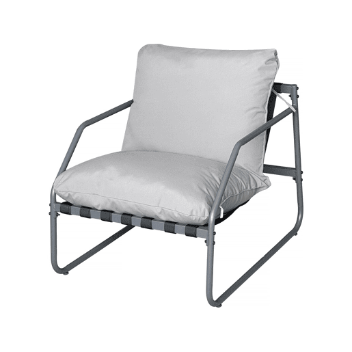 Conjunto de mobiliário de jardim em metal Sora com almofadas - 4 lugares - Cinzento