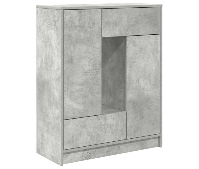 Aparador - mueble de almacenamiento con cajones y puertas gris hormigón 73x31x90 cm es1850