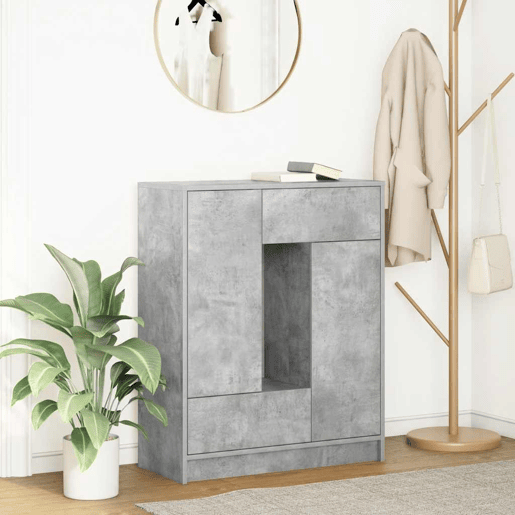 Aparador - Bufete - Móvei de apoio com gavetas e portas 73x31x90 cm cinza cimento pt1850