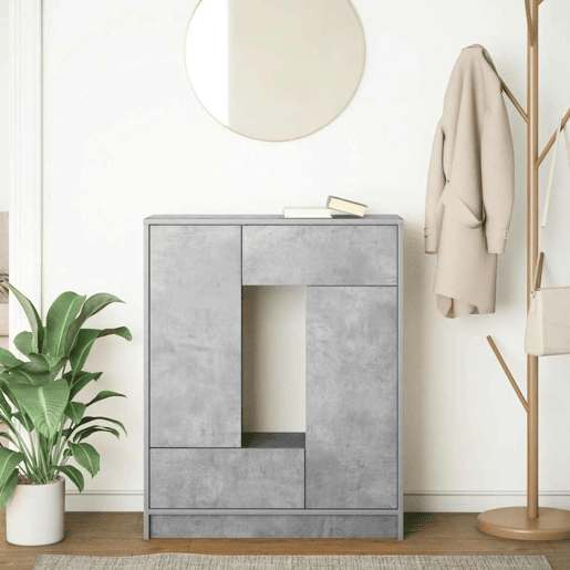 Aparador - Bufete - Móvei de apoio com gavetas e portas 73x31x90 cm cinza cimento pt1850