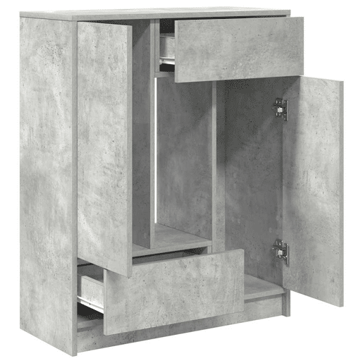 Aparador - Bufete - Móvei de apoio com gavetas e portas 73x31x90 cm cinza cimento pt1850