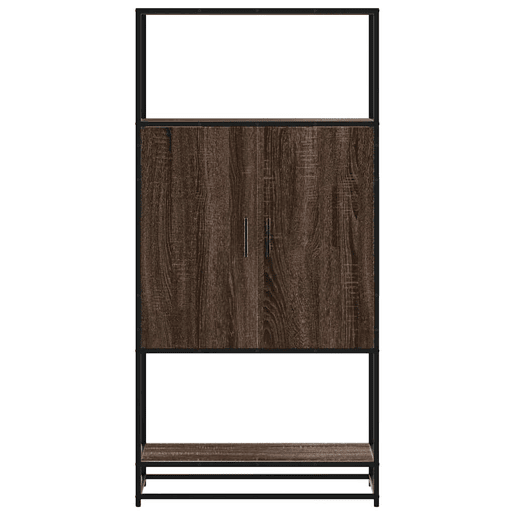Armário alto - Bufete - Móvel de apoio 68x35x139 cm madeira e metal carvalho castanho pt1434