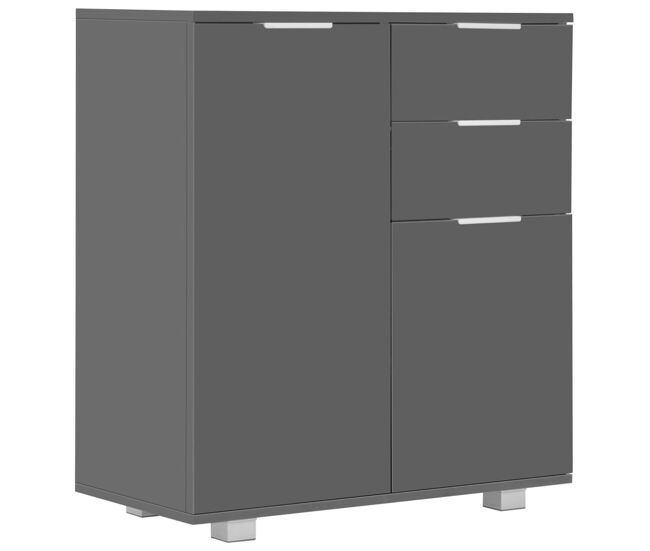 Aparador - mueble de almacenamiento de aglomerado gris brillante 71x35x80 cm es2416