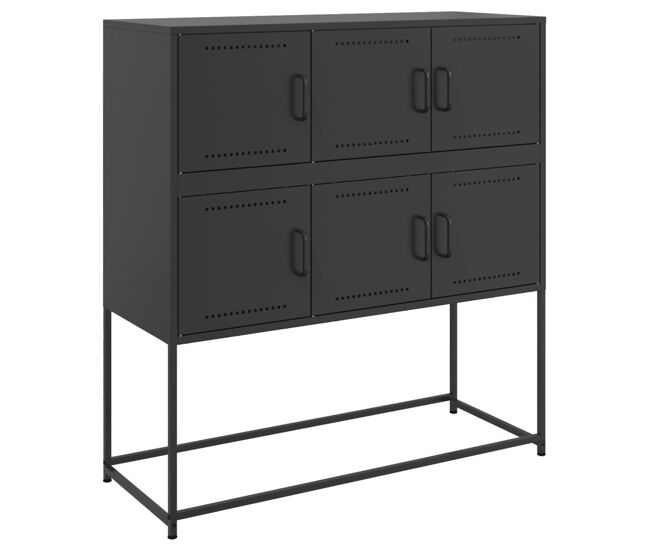 Aparador - mueble de almacenamiento de acero laminado en frío negro 100,5x39x107 cm es2289