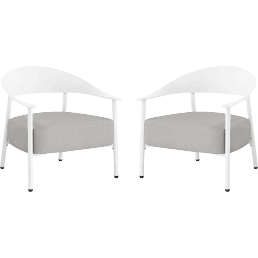 Conjunto de 2 cadeirões de jardim Céora em plástico e metal - Branco