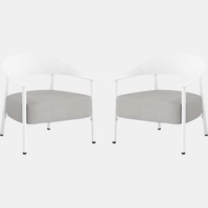 Conjunto de 2 cadeirões de jardim em plástico e metal > - Branco