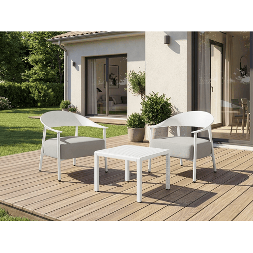 Conjunto de 2 cadeirões de jardim Céora em plástico e metal - Branco