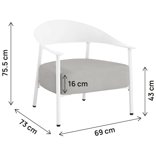 Conjunto de 2 cadeirões de jardim Céora em plástico e metal - Branco
