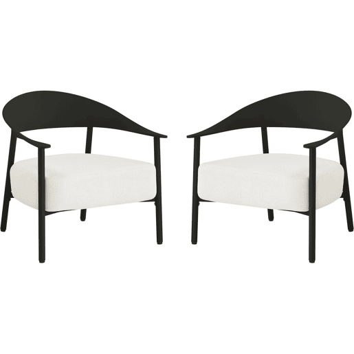 Conjunto de 2 cadeirões de jardim Céora em plástico e metal - Preto