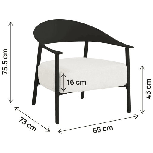 Conjunto de 2 cadeirões de jardim Céora em plástico e metal - Preto