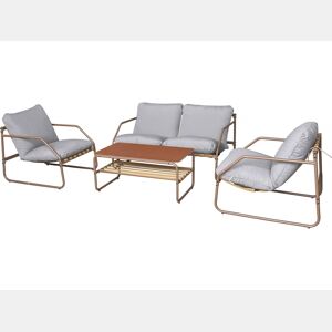 Conjunto de mobiliário de jardim em metal Sora com almofadas - 4 lugares - Terracota