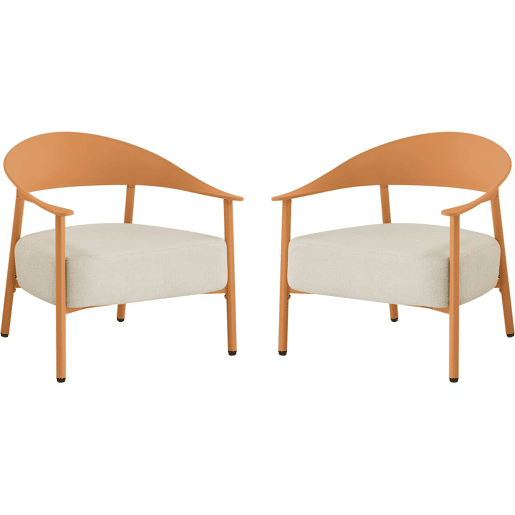 Conjunto de 2 cadeirões de jardim Céora em plástico e metal - Laranja