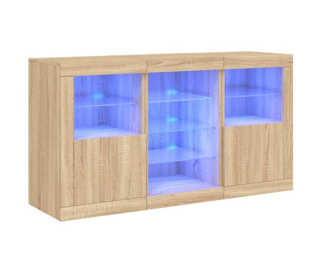 Aparador - mueble de almacenamiento con luces led roble sonoma 123x37x67 cm es2060