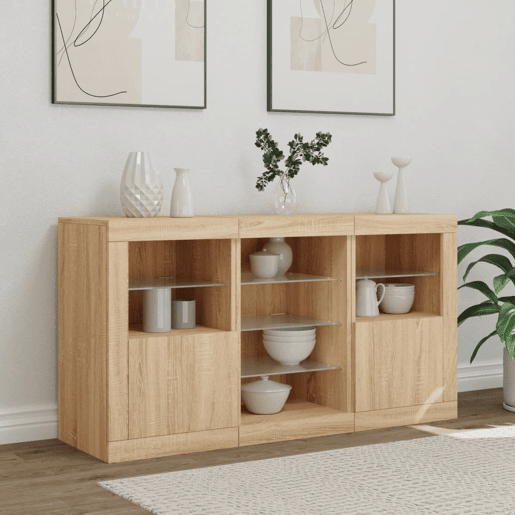 Aparador - Bufete - Móvei de apoio com luzes LED 123x37x67 cm carvalho sonoma pt2060