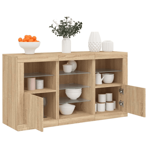 Aparador - Bufete - Móvei de apoio com luzes LED 123x37x67 cm carvalho sonoma pt2060
