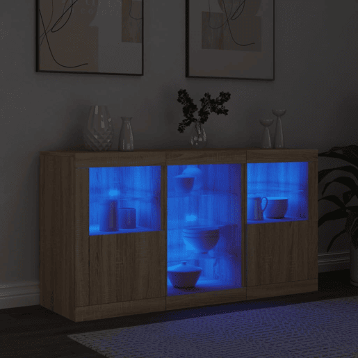Aparador - Bufete - Móvei de apoio com luzes LED 123x37x67 cm carvalho sonoma pt2060