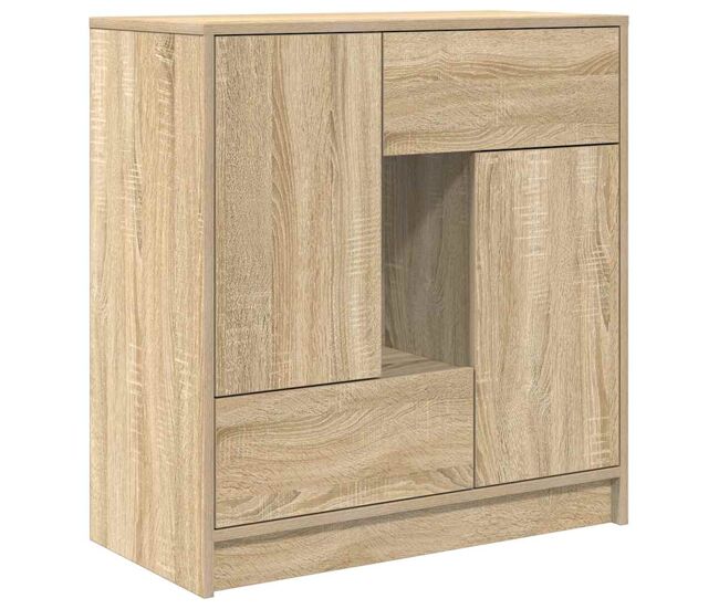 Aparador - mueble de almacenamiento con cajones y puertas roble sonoma 70,5x34x74,5 cm es1862