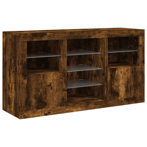 Aparador - Bufete - Móvei de apoio com luzes LED 123x37x67 cm carvalho fumado pt2022
