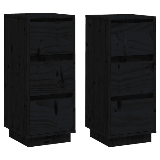 Aparadores - Bufetes - Móveis de apoio 2 pcs 32x34x75 cm madeira de pinho maciça preto pt53