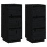 Aparadores - Bufetes - Móveis de apoio 2 pcs 32x34x75 cm madeira de pinho maciça preto pt53