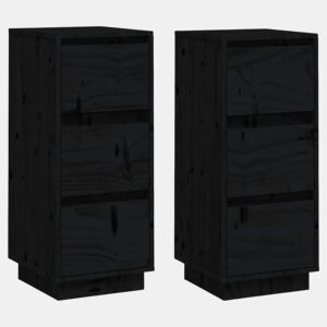 Aparadores - Bufetes - Móveis de apoio 2 pcs 32x34x75 cm madeira de pinho maciça preto pt53