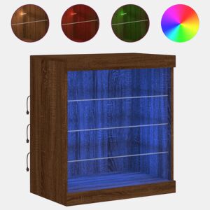 Aparador - Bufete - Móvei de apoio com luzes LED 60,5x37x67 cm carvalho castanho pt2057