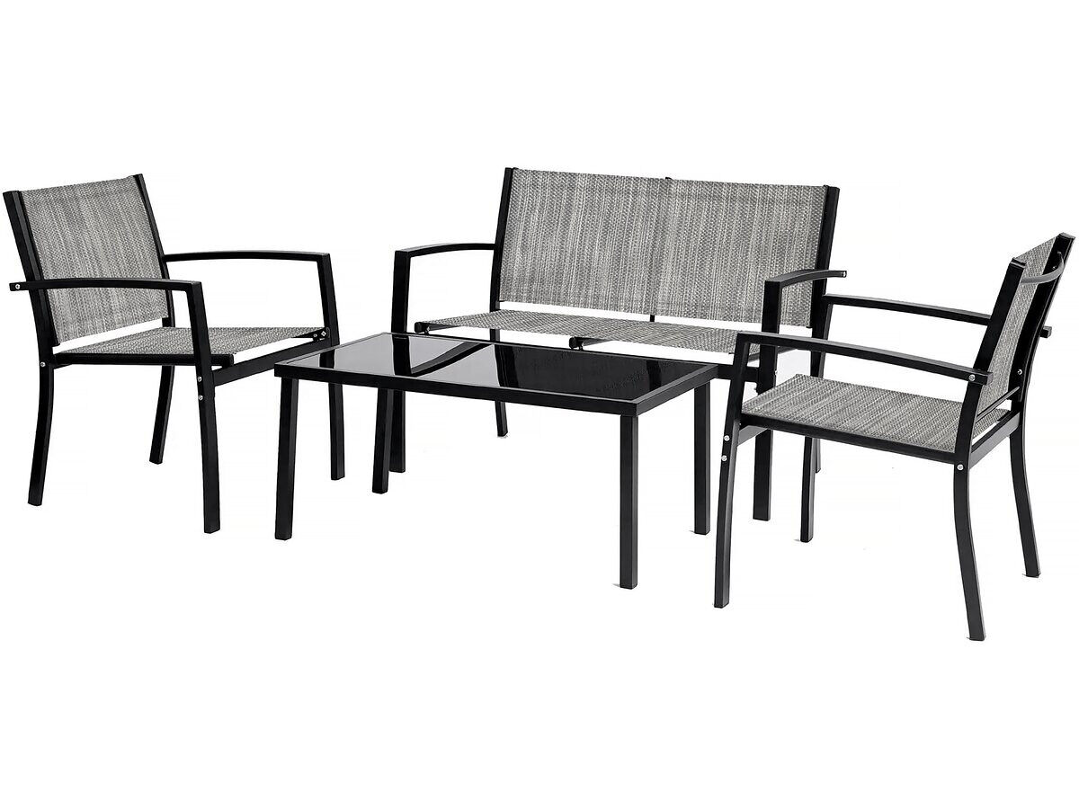 Conjunto de muebles bajos de jardín "lino" - 4 plazas - gris