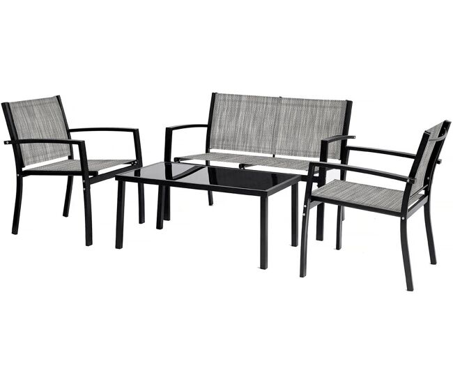 Conjunto de muebles bajos de jardín "lino" - 4 plazas - gris