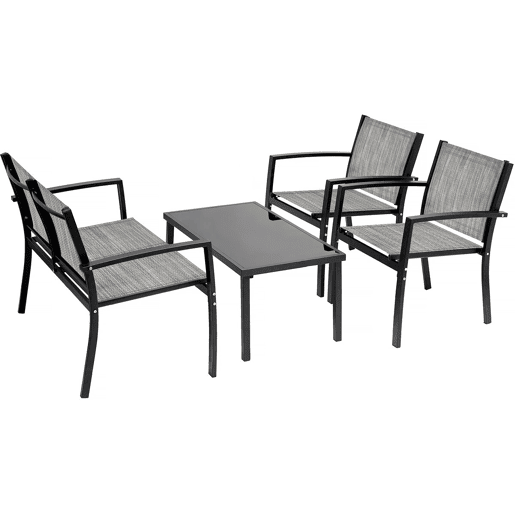 Móveis baixos de jardim Lino - 4 lugares - Cinza