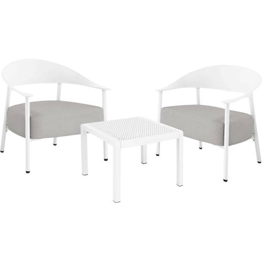 Conjunto de mobiliário de jardim em metal e plástico Céora - 2 lugares - Branco