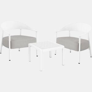 Conjunto de mobiliário de jardim em metal e plástico Céora - 2 lugares - Branco