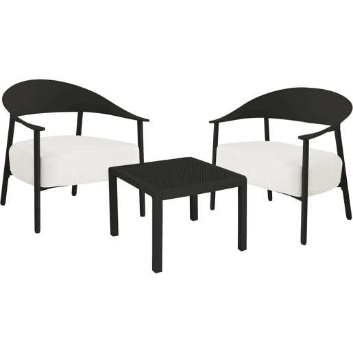 Conjunto de mobiliário de jardim em metal e plástico Céora - 2 lugares - Preto