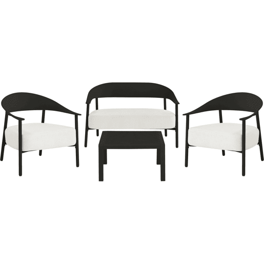 Conjunto de mobiliário de jardim em metal e plástico Céora - 4 lugares - Preto