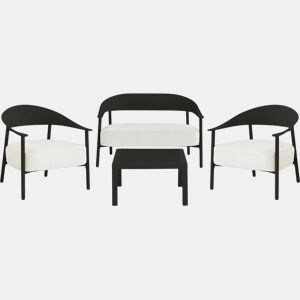 Conjunto de mobiliário de jardim em metal e plástico Céora - 4 lugares - Preto