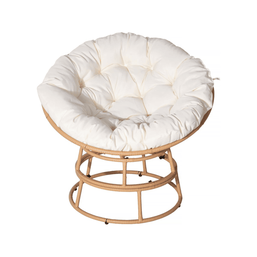 Cadeirão Papasan interiorexterior loveuse estilo Bali - Ø91cm - Bege