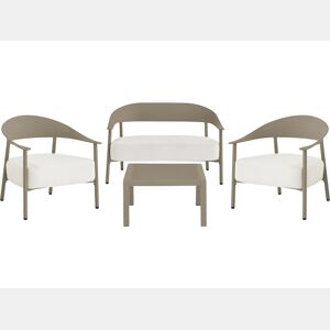 Conjunto de mobiliário de jardim em metal e plástico Céora - 4 lugares - Taupe