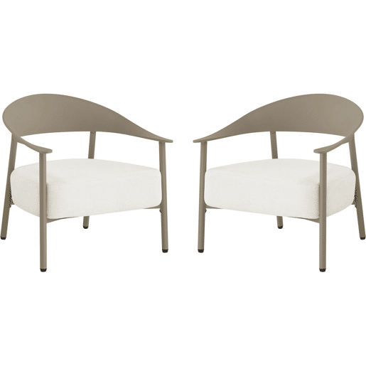 Conjunto de 2 cadeirões de jardim Céora em plástico e metal - Taupe