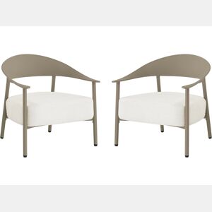 Conjunto de 2 cadeirões de jardim Céora em plástico e metal - Taupe