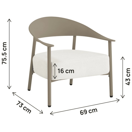 Conjunto de 2 cadeirões de jardim Céora em plástico e metal - Taupe