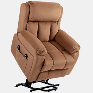 HOMCOM Poltrona Relax Levanta Pessoas Elétrica Poltrona Elevatória com 8 Pontos de Massagem Poltrona Reclinável com Função de Aquecimento Controlo Remoto e Bolso Lateral Marrom