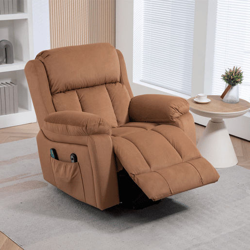HOMCOM Poltrona Relax Levanta Pessoas Elétrica Poltrona Elevatória com 8 Pontos de Massagem Poltrona Reclinável com Função de Aquecimento Controlo Remoto e Bolso Lateral Marrom