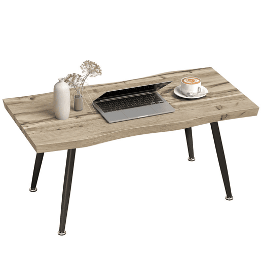 HOMCOM Mesa de Centro Mesa de Apoio para Sala de Estar Moderna com Tampo Espesso de 4 cm Pés de Aço para Sala de Estar Quarto 100x50x45 cm Carvalho