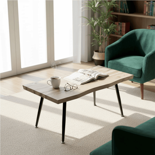 HOMCOM Mesa de Centro Mesa de Apoio para Sala de Estar Moderna com Tampo Espesso de 4 cm Pés de Aço para Sala de Estar Quarto 100x50x45 cm Carvalho