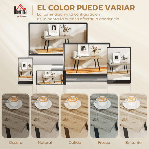 HOMCOM Mesa de Centro Mesa de Apoio para Sala de Estar Moderna com Tampo Espesso de 4 cm Pés de Aço para Sala de Estar Quarto 100x50x45 cm Carvalho