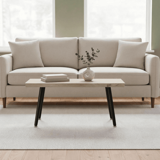 HOMCOM Mesa de Centro Mesa de Apoio para Sala de Estar Moderna com Tampo Espesso de 4 cm Pés de Aço para Sala de Estar Quarto 100x50x45 cm Carvalho