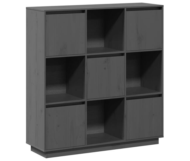 Aparador alto - mueble de almacenamiento de madera maciza de pino gris 110,5x35x117 cm es544