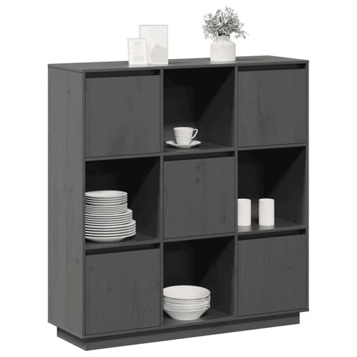 Armário alto - Bufete - Móvel de apoio 110,5x35x117 cm pinho maciço cinza pt544